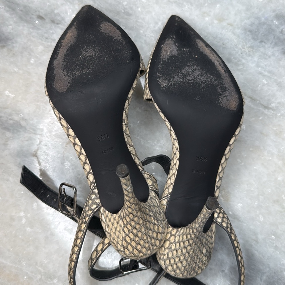 Alexander Wang Cream Python Ankle Strap Heel - 38… - image 5